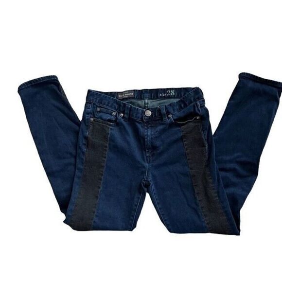 J. Crew Midrise Matchstick Blocked Indigo Jeans Size 28 - Picture 5 of 6